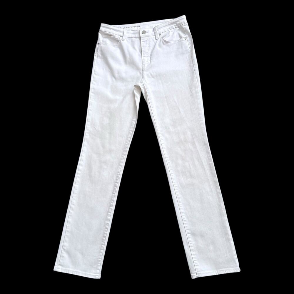 Talbots Flawless Jeans Womens 8 White High Waist Straight Leg Stretch Denim